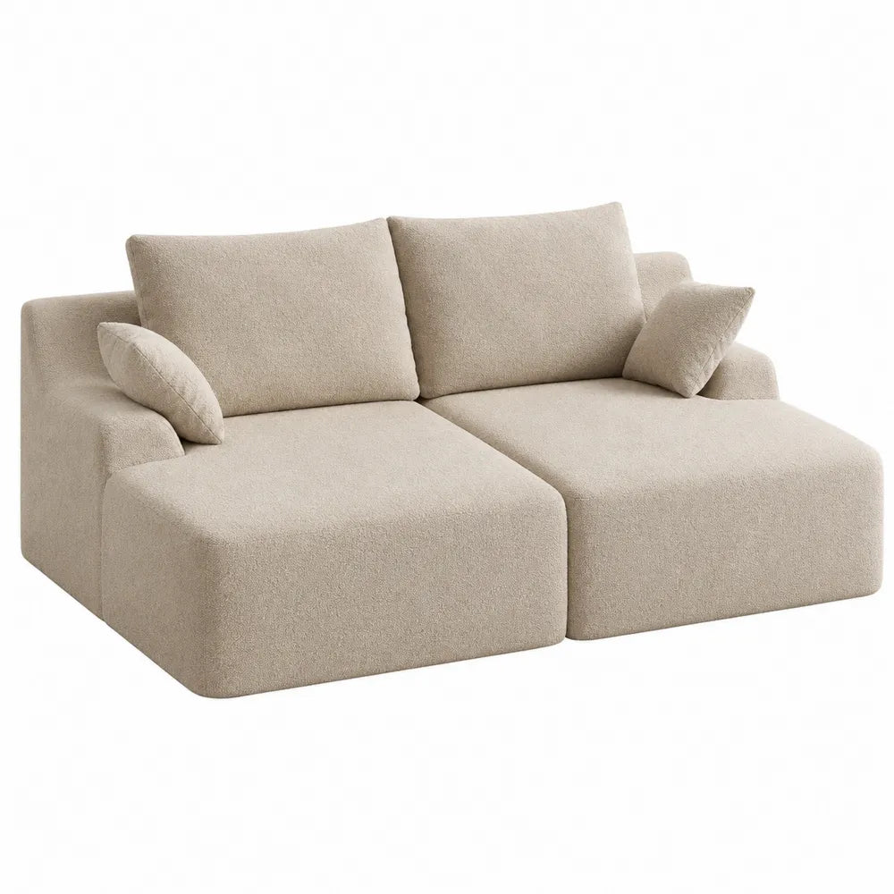 Beige Fabric Modular Sofa with Cushions