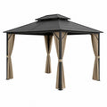 Powder-coated Metal Gazebo with Water-resistant Polyester Curtains 3m x 4m