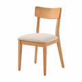 Wood Dining Chair with Fabric Seat Beige