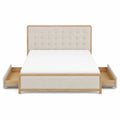 Queen Upholstered Storage Bed with Linen Fabric and Wood Frame