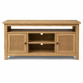 TV Stand Entertainment Center Rectangular Oak Wood with Rattan Doors 120cm