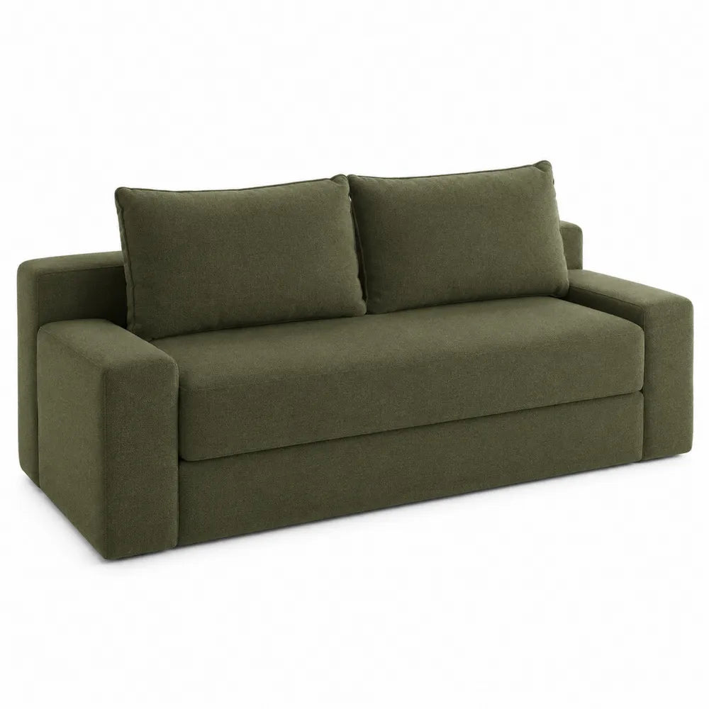 Olive Green Fabric Sofa Three-Seater