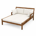 Acacia Wood Outdoor Double Daybed with Beige Cushions