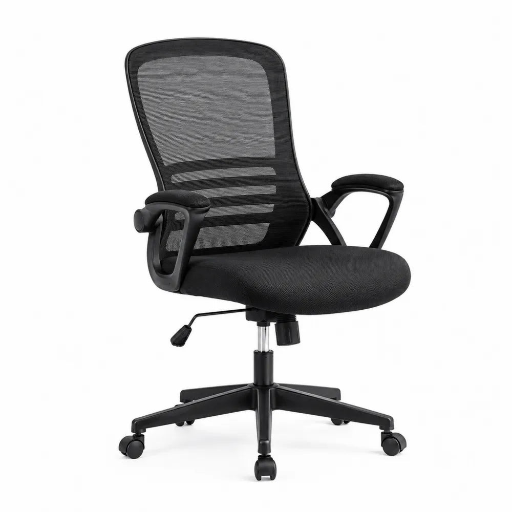Mesh Office Chair with Adjustable Armrests and Lumbar Support Black