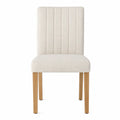 Beige Fabric Dining Chair with Oak Legs