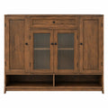 Wooden Storage Cabinet with Fluted Glass Doors, 120x40x80 cm