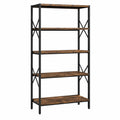 5-Tier Metal and Wood Bookcase Rustic Brown 180cm Tall