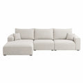 Beige Sectional Sofa Set with Left Chaise Linen Fabric