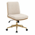Office Chair with Fabric Upholstered Seat and Gold Metal Base Beige