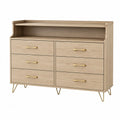 Wood 6-Drawer Dresser with Metal Handles and Legs 120x50x80cm