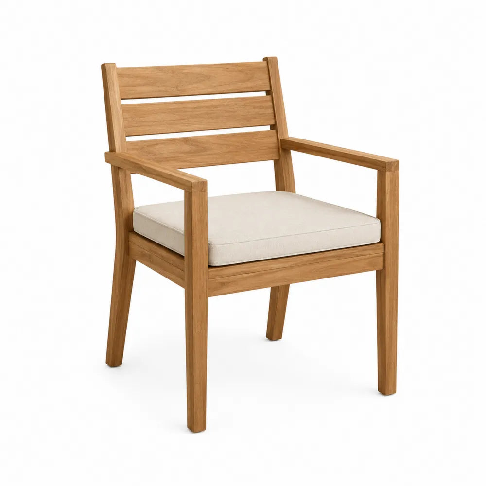 Teak Outdoor Chair with Polyester Cushion