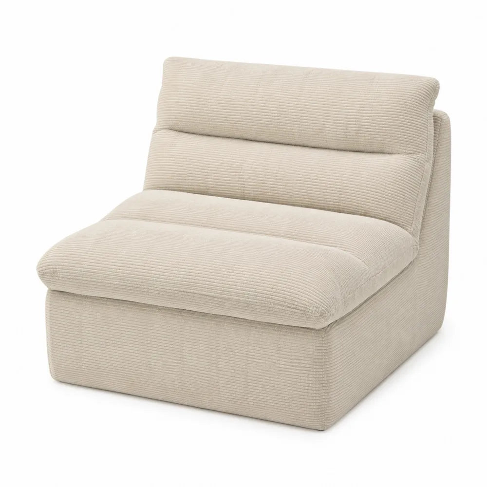 Modern Corduroy Lounge Chair Armless Beige Upholstery 75cm x 90cm x 85cm
