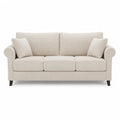 Beige Fabric Three-Seater Sofa with Removable Cushions