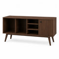 Wooden TV Stand with Shelves and Cabinet Brown 120cm