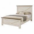 Wooden Queen Bed with Headboard and Footboard, White/Brown Finish