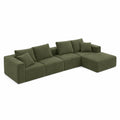 Corduroy Fabric L-Shaped Sectional Sofa in Olive Green