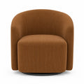 Brown Corduroy Swivel Chair with Curved Back