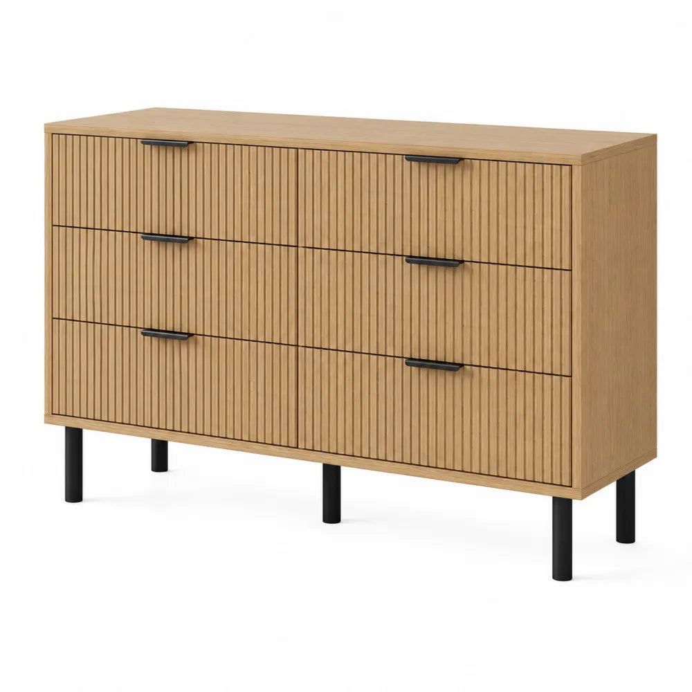 Oak Wood Dresser with Black Metal Legs, 120cm