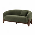 Green Polyester Fabric Two-Seater Sofa with Solid Wood Frame