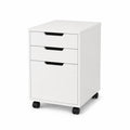 3-Drawer MDF Mobile File Cabinet White 24in High