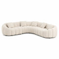 Curved Boucl¨¦ Fabric Sectional Sofa Set Cream 340cm x 200cm