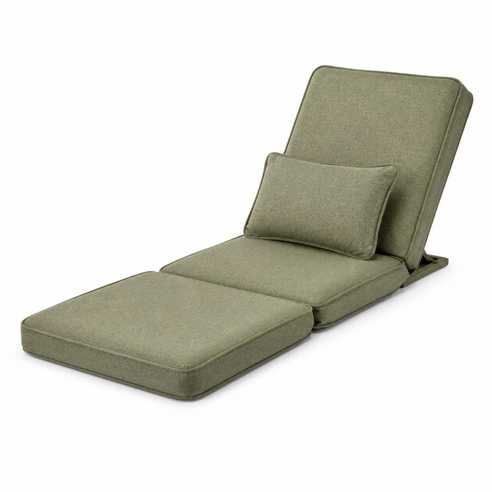 Adjustable Floor Chair Foldable Linen Green 160cm