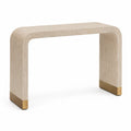 Rectangular Travertine Console Table with Brass Accents
