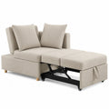 Beige Fabric Convertible Sleeper Sofa with Adjustable Backrest and Storage