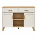 Sideboard Buffet MDF and Oak White 120cm x 35cm x 85cm
