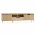 Oak TV Stand with Fluted Doors and Drawer 180cm
