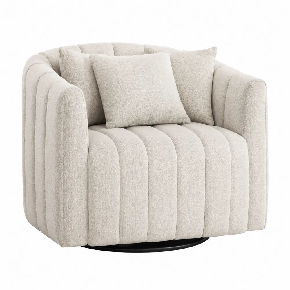 Fabric Swivel Armchair Beige 32x29x30 inches