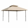 Outdoor Steel Gazebo with Polyester Canopy and Double-Tier Roof 3x4m