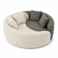 Round Polyester Sofa with Cushions Beige/Grey 120cm