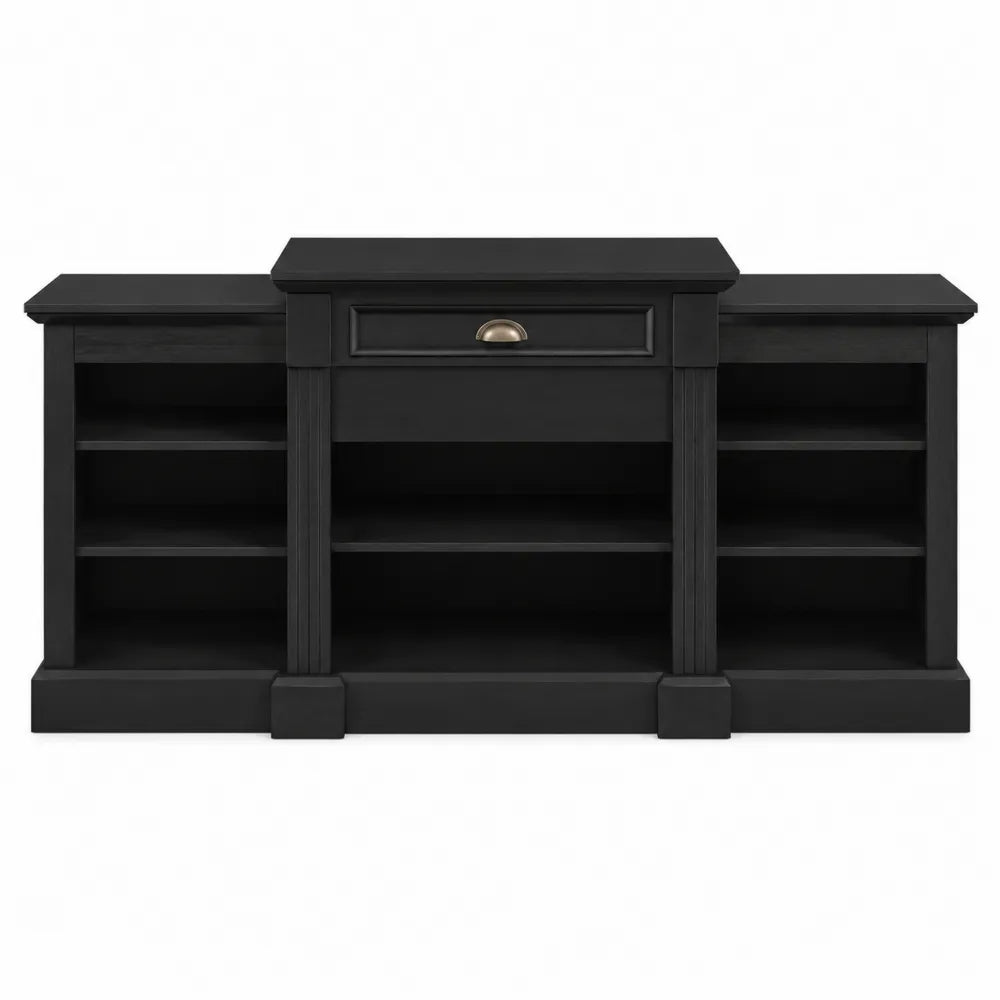 Black MDF TV Stand with Shelves and Drawer