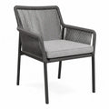 Gray Outdoor Aluminum Rope Armchair with Cushion