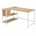 L-Shaped MDF Desk with Metal Frame and Drawers 140cm x 120cm x 75cm